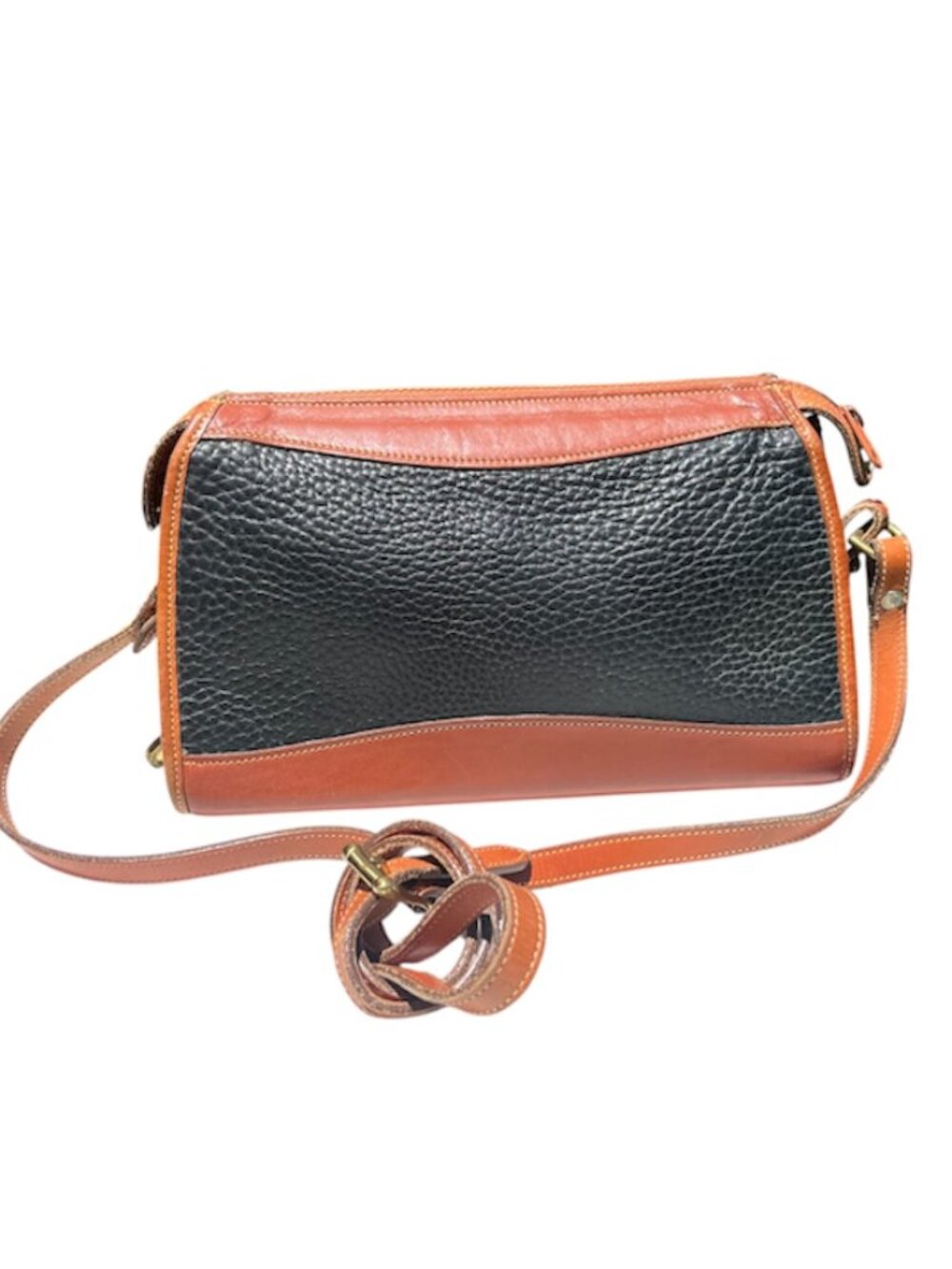 Vintage Dooney & Bourke AWL Black Brown Pebbled Leather Crossbody Bag USA - Picture 3 of 14